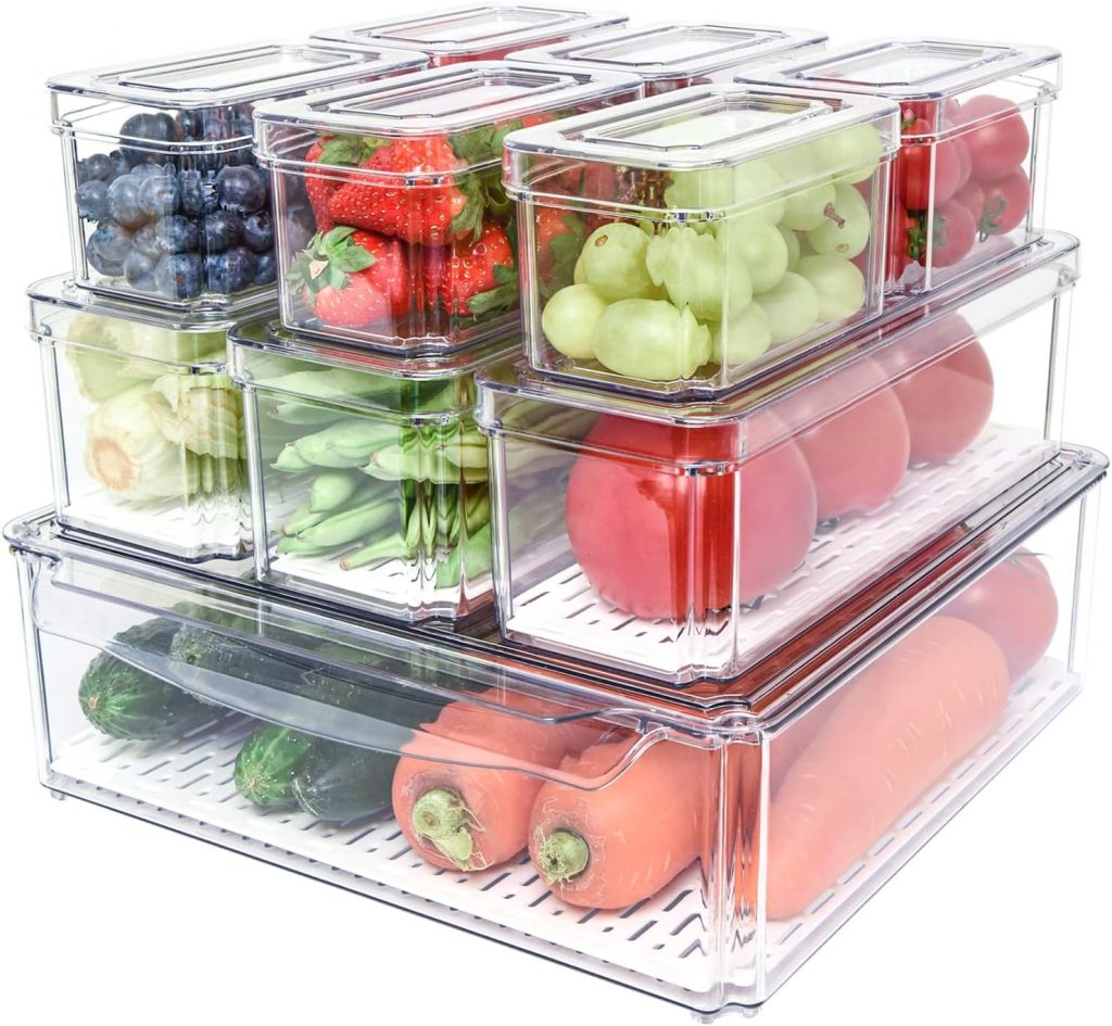 Organizer bins for the refrigerator - Summer Meal Prep Blog Livable Solutions